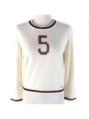 Chanel No5 100% Cashmere Coco Mark Point Crew Neck Octavo Sleeve